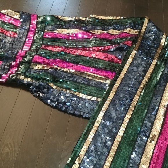 damage EXPRESS RAINBOW SEQUIN JUMPSUIT GAY PRIDE - Picture 3 of 6